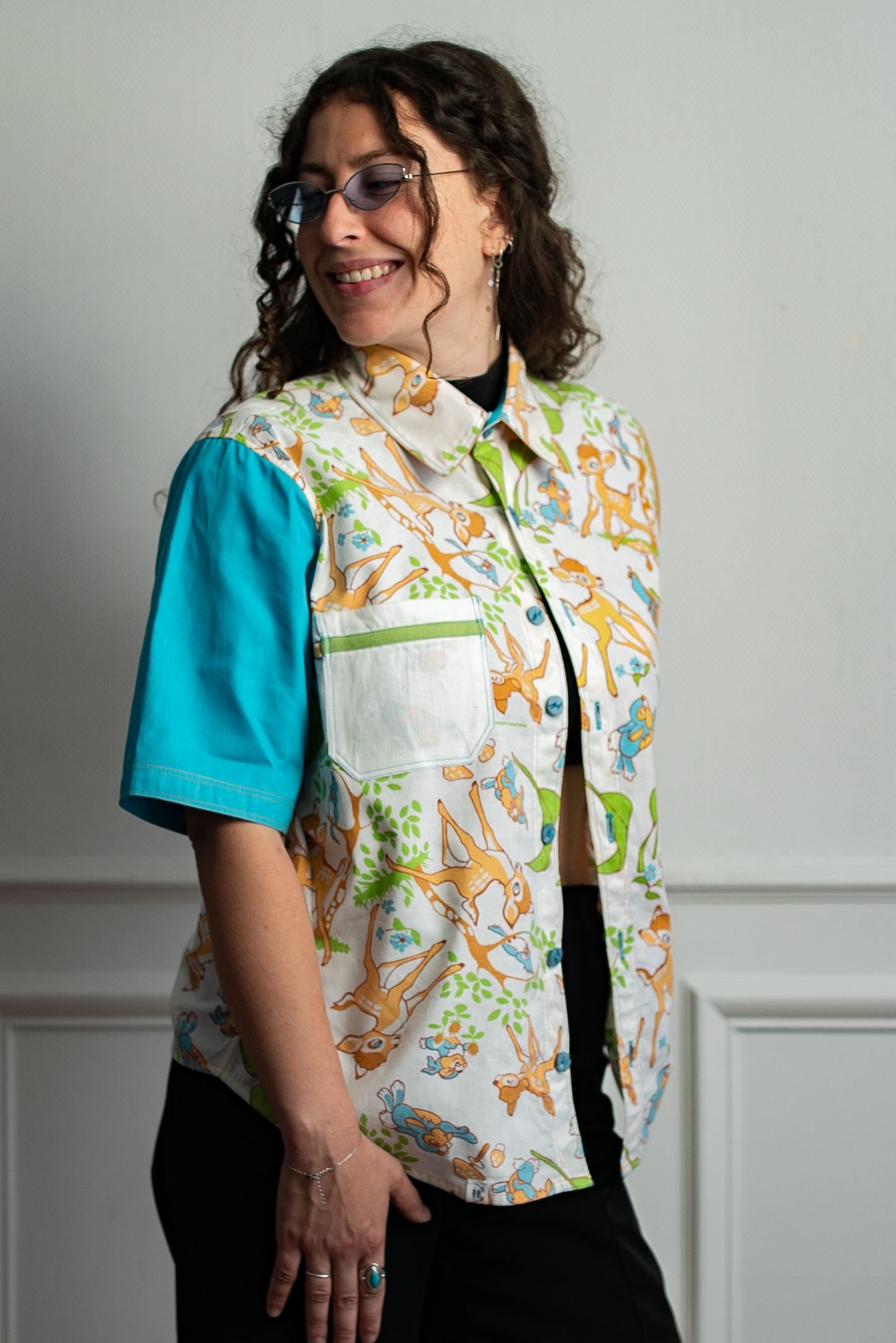 Chemise unisexe vintage upcyclée taille S / M