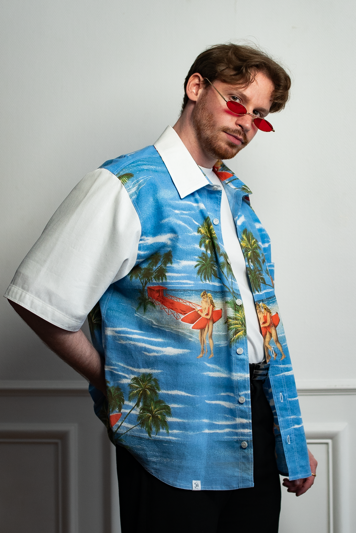 Chemise unisexe vintage upcyclée taille 2XL / 3XL " Surf "