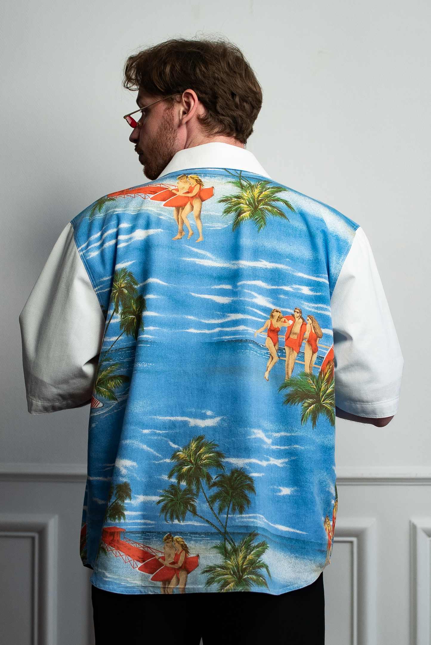 Chemise unisexe vintage upcyclée taille 2XL / 3XL " Surf "