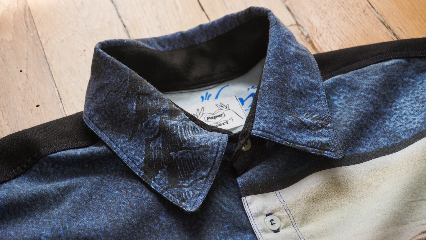 Chemise unisexe vintage upcyclée taille L / XL