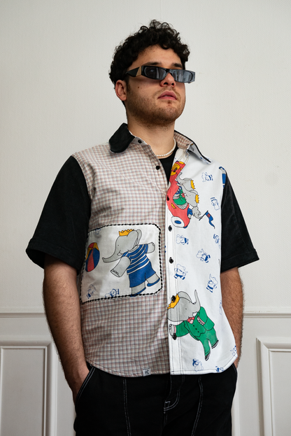 Chemise unisexe vintage upcyclée taille S / M