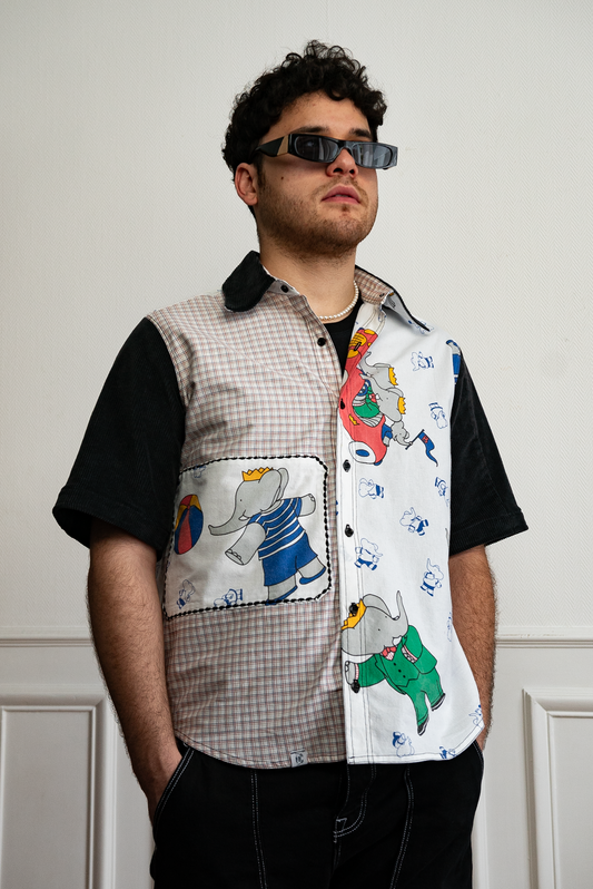Chemise unisexe vintage upcyclée taille S / M